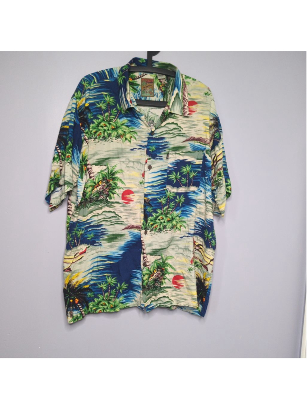 Vintage Pineapple Connection "Island Boat" Hawaiian Shirt Sz L